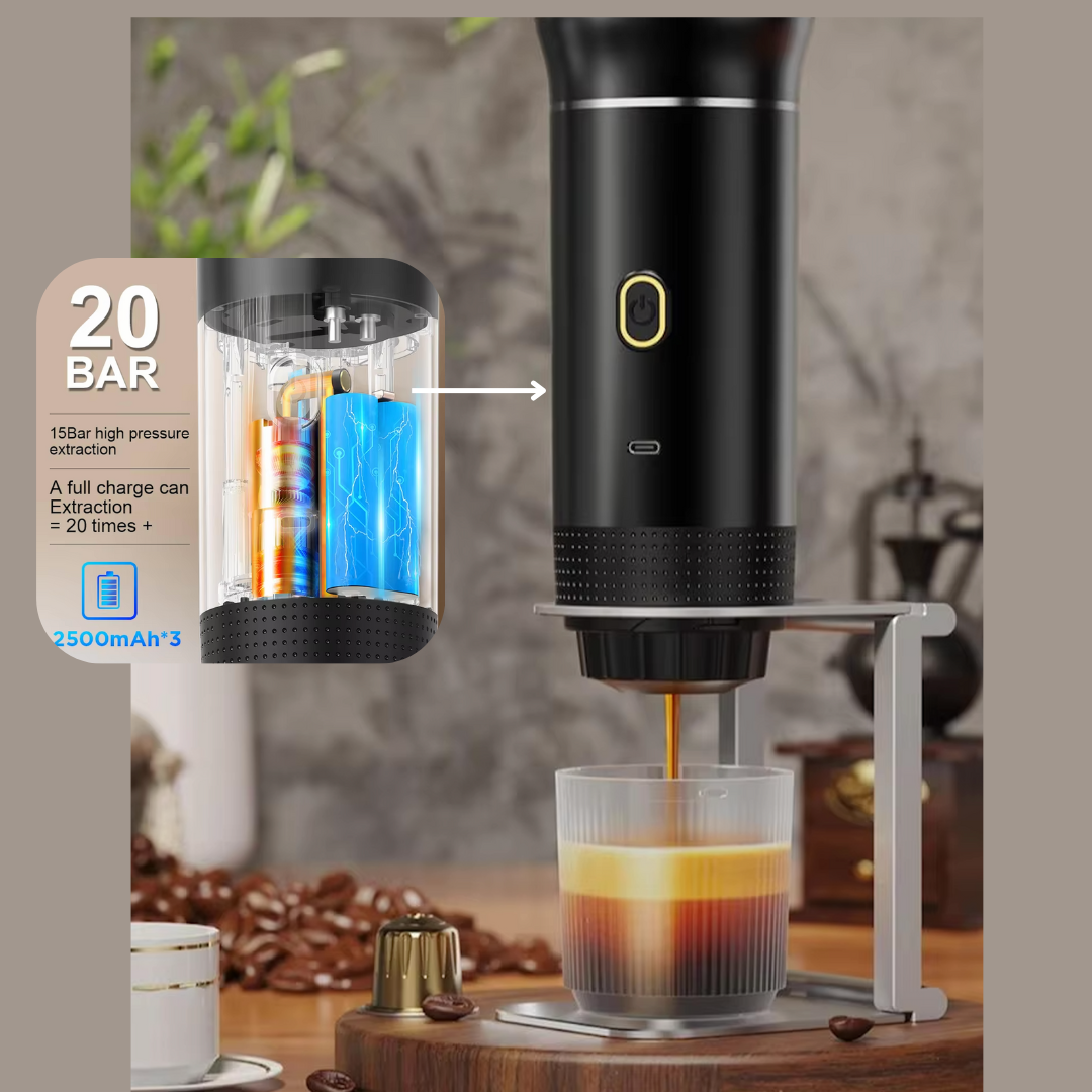 Wireless Electric Portable Espresso Coffee Machine for Home Camping  3-in-1 Capsule Powder Travel Coffee Maker